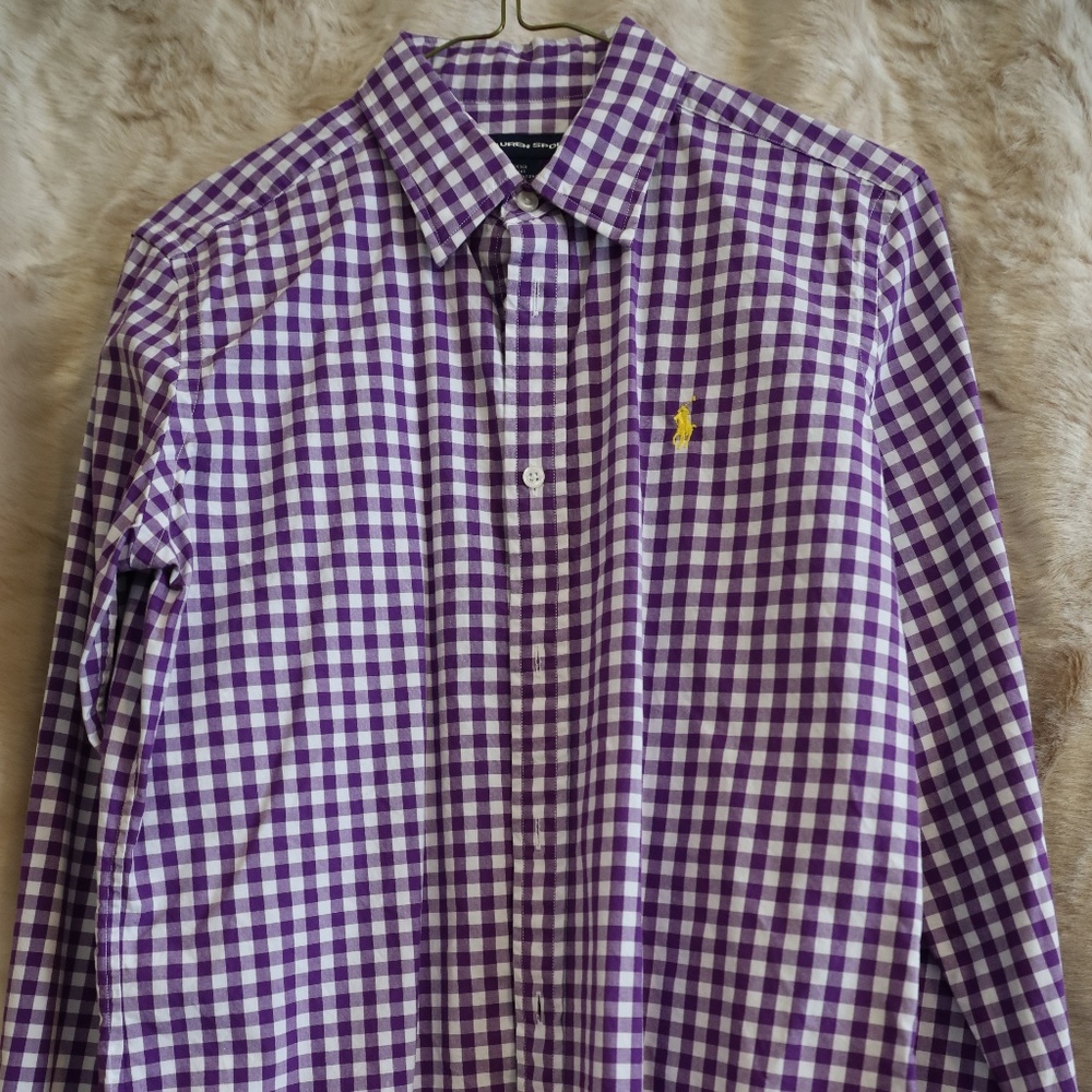 Purple & white check Ralph Lauren button up shirt
